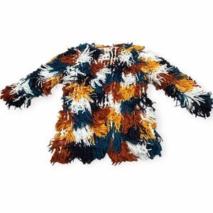 SIMPLY COUTURE Women’s Multicolor Boho Fringe Knit Open Cardigan Jacket One Size